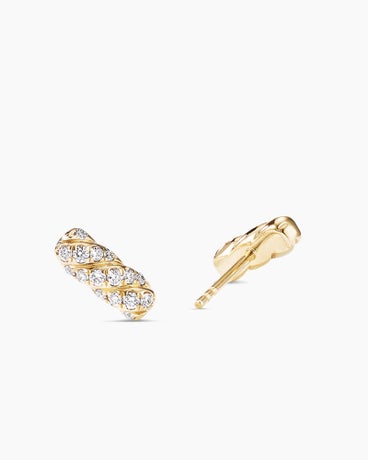 Cable Collectables® Bar Stud Earrings in 18K Yellow Gold with Diamonds, 9mm