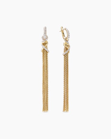 Helena Chain Tassel Earrings in 18K Yellow Gold with Diamonds, 76mm