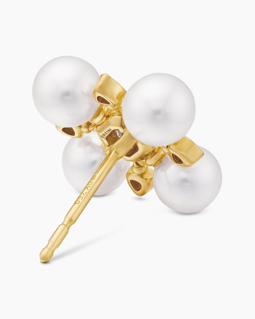 Womens Renaissance® Pearl Stud Earrings in 18K Yellow Gold with Pearls and Diamonds, 16.5mm