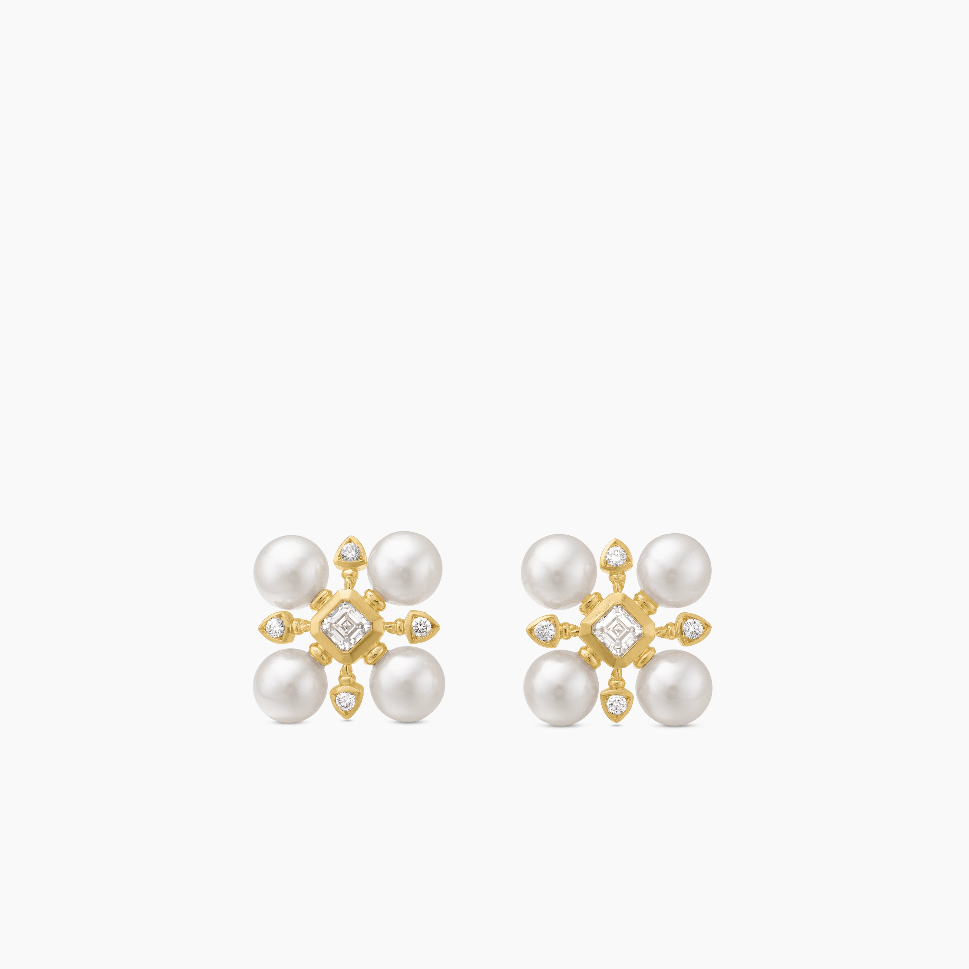 Clous d&rsquo;oreilles perl&eacute;s Renaissance&reg; en or jaune 18 carats avec perles et diamants, 16,5 mm pour femmes 