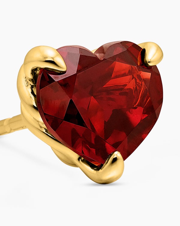 Chatelaine® Heart Stud Earrings in 18K Yellow Gold with Garnet, 8mm