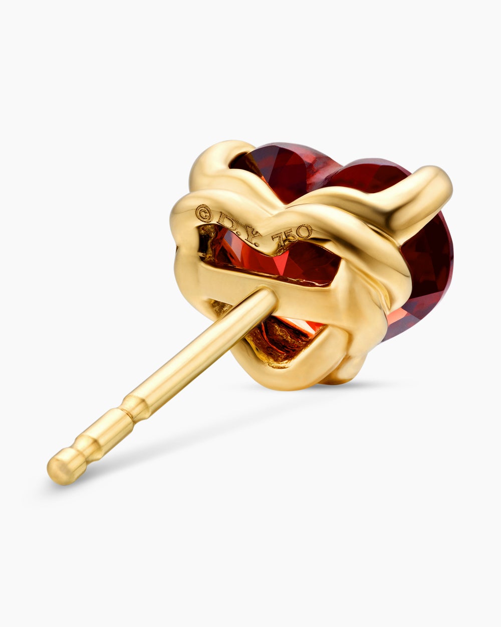 Womens Chatelaine® Heart Stud Earrings in 18K Yellow Gold with Garnet, 8mm