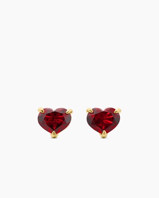 Chatelaine® Heart Stud Earrings in 18ct Yellow Gold with Garnet, 8mm