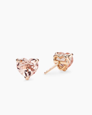 Chatelaine® Heart Stud Earrings in 18K Rose Gold with Morganite, 8mm