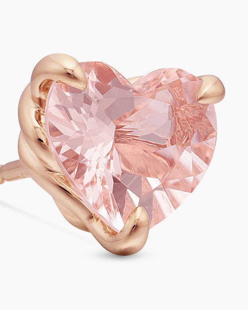 Womens Chatelaine® Heart Stud Earrings in 18K Rose Gold with Morganite, 8mm