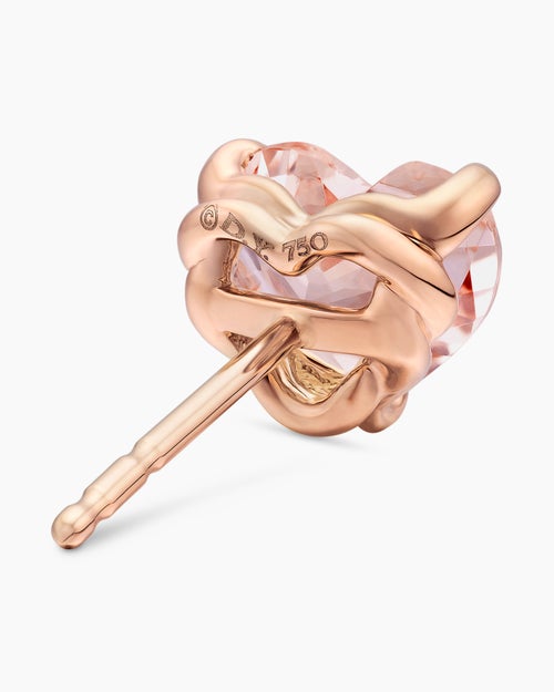 Womens Chatelaine® Heart Stud Earrings in 18K Rose Gold with Morganite, 8mm