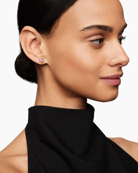 Chatelaine® Heart Stud Earrings in 18K Rose Gold with Morganite, 8mm