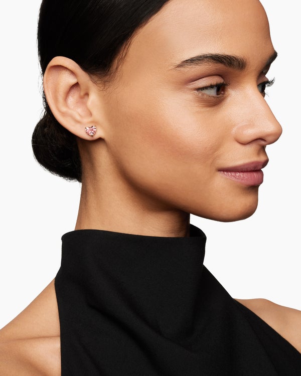 Chatelaine® Heart Stud Earrings in 18K Rose Gold with Morganite, 8mm