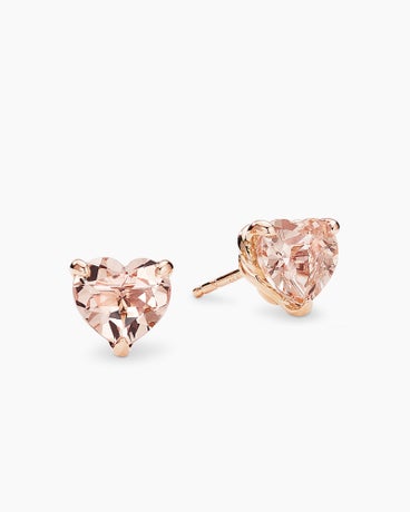 Chatelaine® Heart Stud Earrings in 18K Rose Gold with Morganite, 8mm