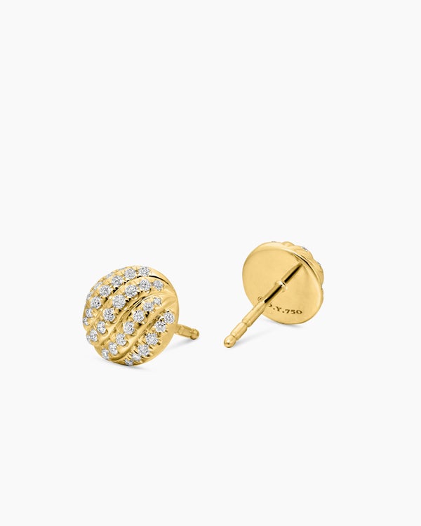 Clous d'oreilles Cable Collectibles® en or jaune 18 carats avec diamants, 8 mm