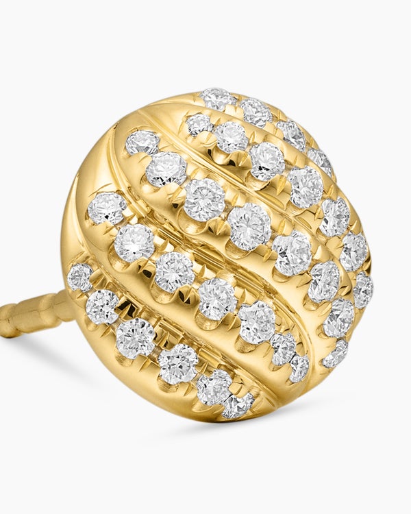 Clous d'oreilles Cable Collectibles® en or jaune 18 carats avec diamants, 8 mm