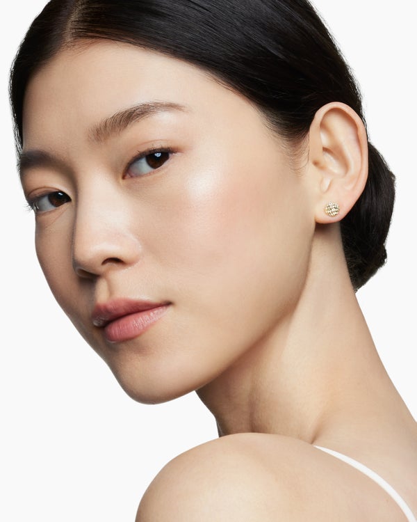 Clous d'oreilles Cable Collectibles® en or jaune 18 carats avec diamants, 8 mm