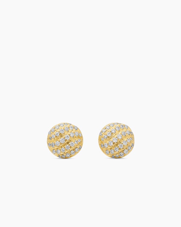 Clous d'oreilles Cable Collectibles® en or jaune 18 carats avec diamants, 8 mm