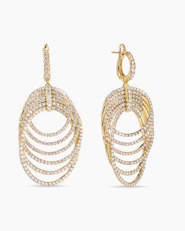 DY Origami Drop Earrings in 18K Yellow Gold with Diamonds, 51mm
