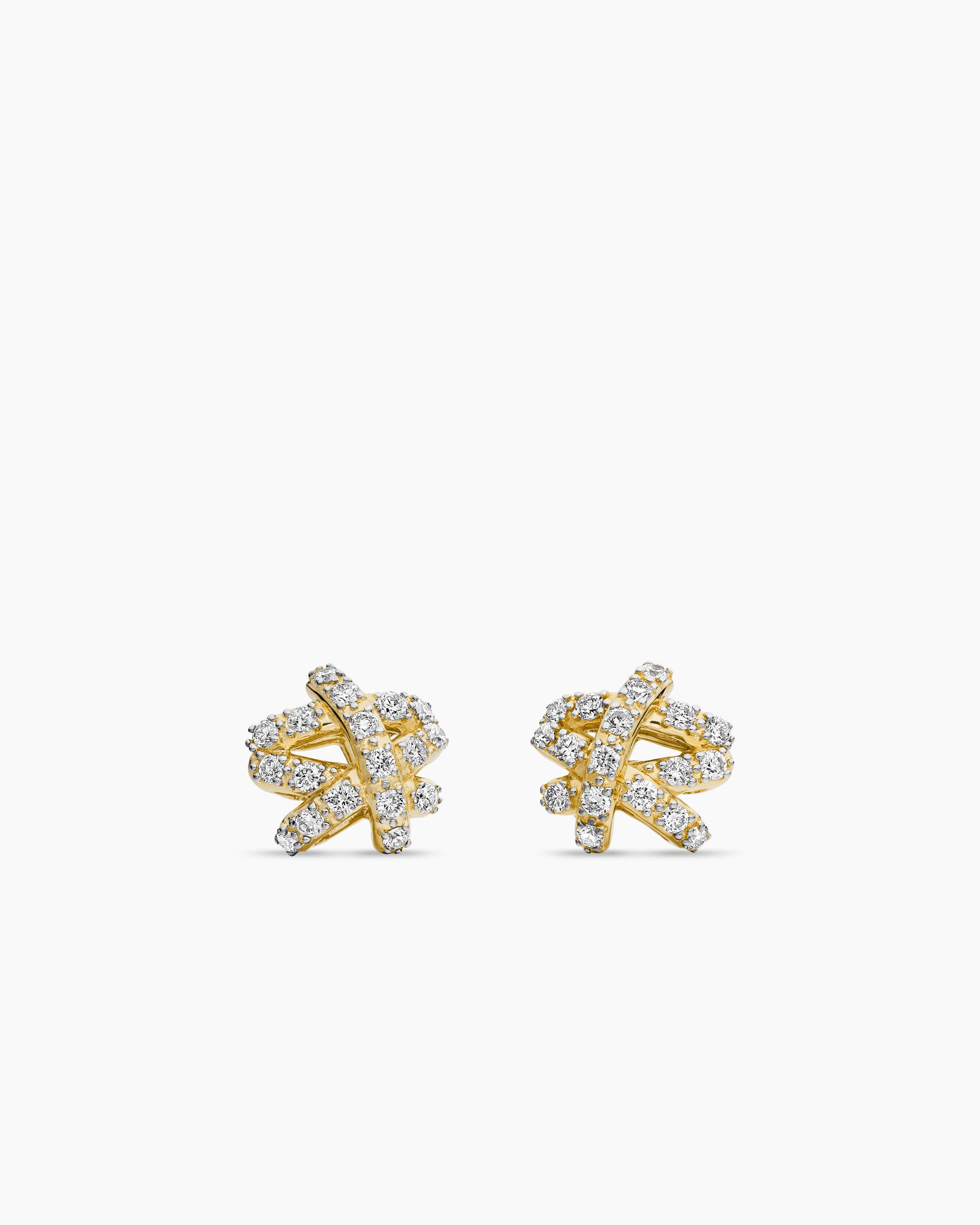 Crossover Stud Earrings in Sterling Silver with 18K Yellow Gold