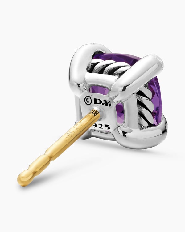 Petite Chatelaine® Stud Earrings in Sterling Silver with Amethyst and Diamonds, 6mm