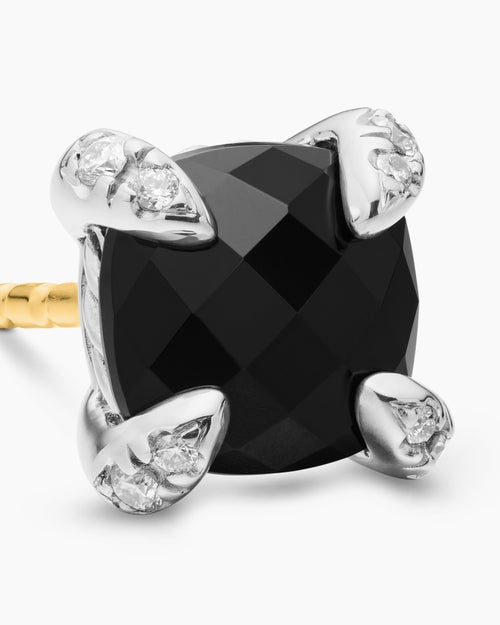 Womens Petite Chatelaine® Stud Earrings in Sterling Silver with Black Onyx and Diamonds, 6mm