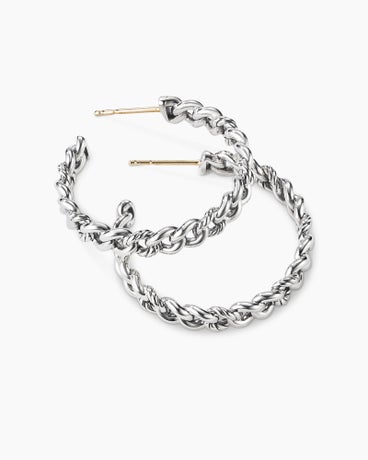 Belmont® Curb Link Hoop Earrings in Sterling Silver, 1.25in