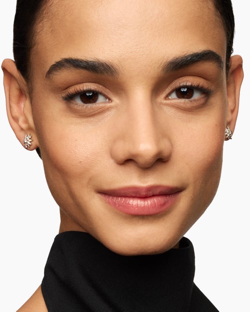 Womens Starburst Cluster Drop Earrings in 18K Yellow Gold with Diamonds, 23.7mm