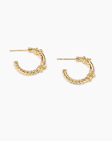 Petite Helena Wrap Hoop Earrings in 18K Yellow Gold with Diamonds, 3/4in