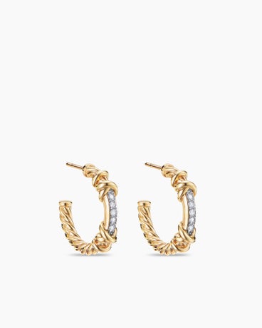 Petite Helena Wrap Hoop Earrings in 18K Yellow Gold with Diamonds, 3/4in