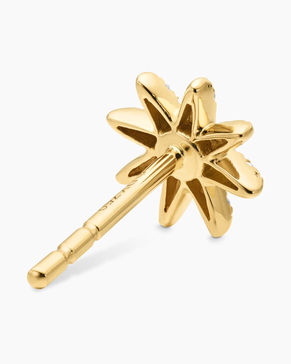 Womens Petite Starburst Stud Earrings in 18K Yellow Gold with Diamonds, 7.5mm