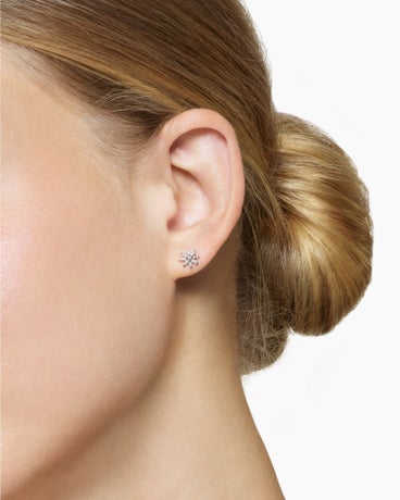 Starburst Micro Stud Earrings in 18K White Gold with Diamonds