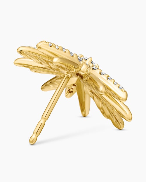 Womens Starburst Stud Earrings in 18K Yellow Gold with Diamonds, 19mm