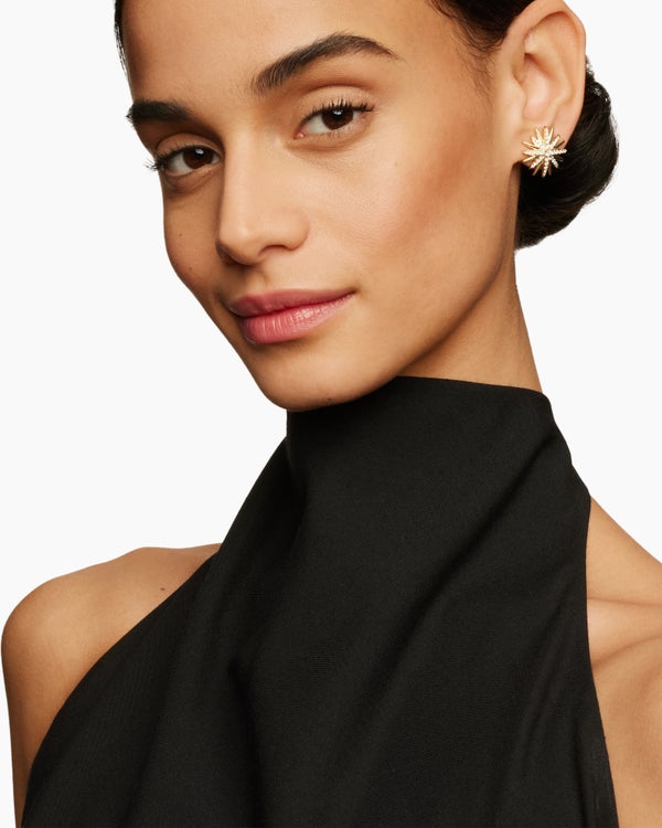 Starburst Stud Earrings in 18K Yellow Gold with Diamonds, 19mm