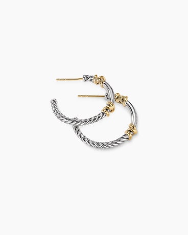 Petite Helena Wrap Hoop Earrings in Sterling Silver with 18K Yellow Gold and Diamonds, 1in