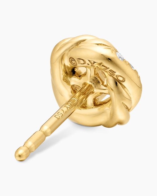 Womens Petite Infinity Stud Earrings in 18K Yellow Gold with Diamonds, 7.8mm