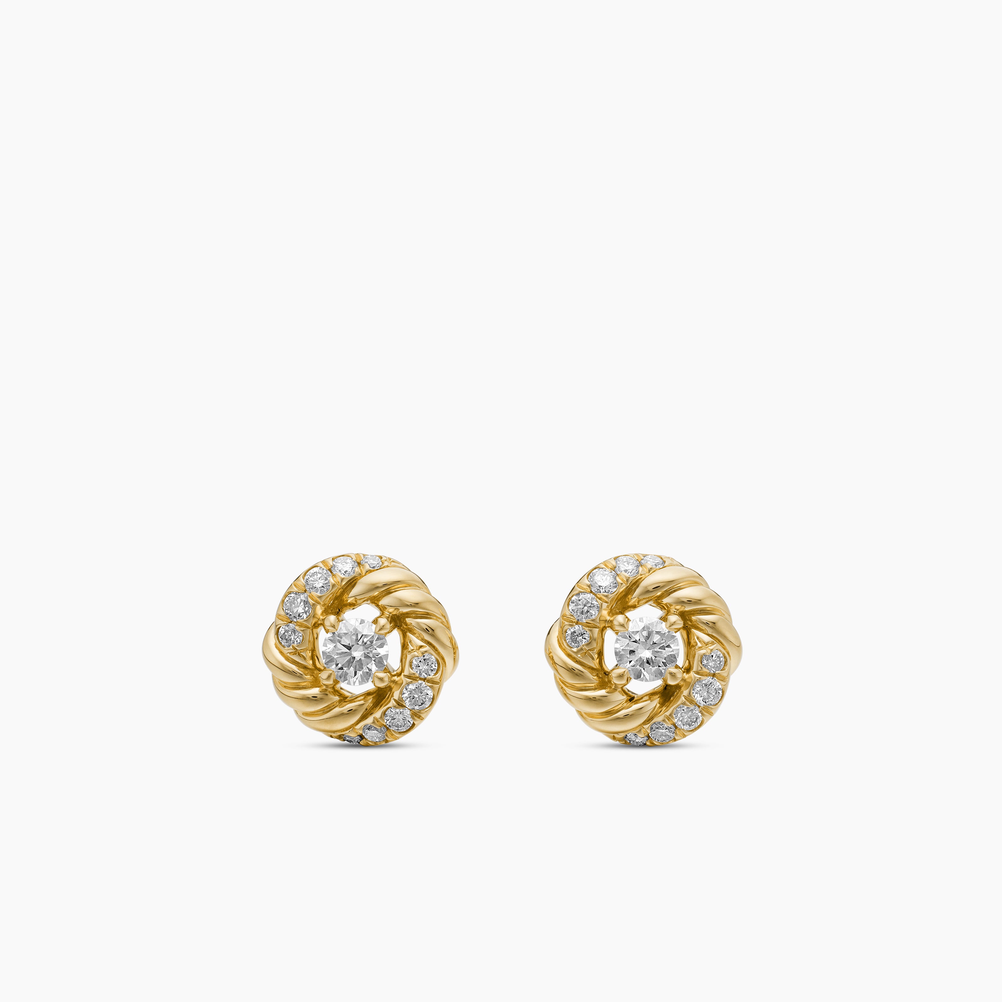 Womens Petite Infinity Stud Earrings in 18K Yellow Gold with Diamonds, 7.8mm