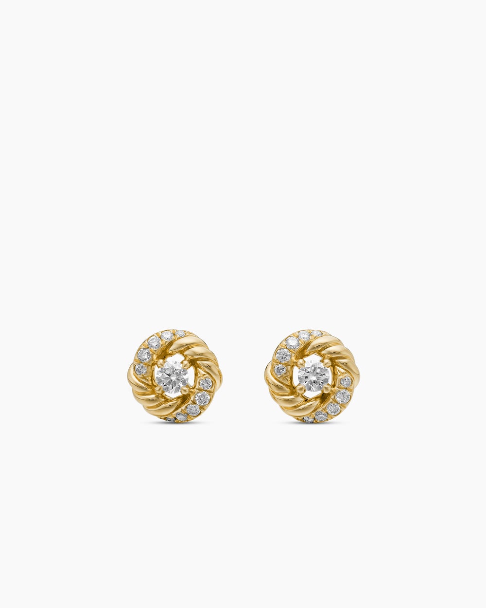 Womens Petite Infinity Stud Earrings in 18K Yellow Gold with Diamonds, 7.8mm