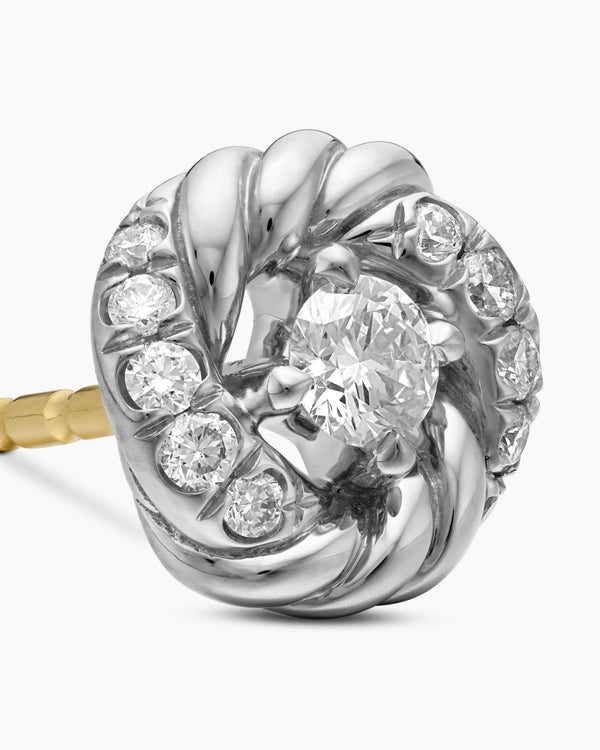 Petite Infinity Stud Earrings in Sterling Silver with Diamonds, 7.8mm