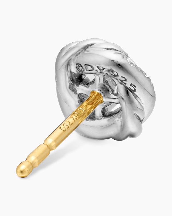 Petite Infinity Stud Earrings in Sterling Silver with Diamonds, 7.8mm