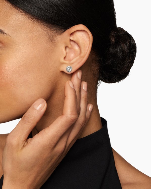 Petite Infinity Stud Earrings in Sterling Silver with Diamonds, 7.8mm