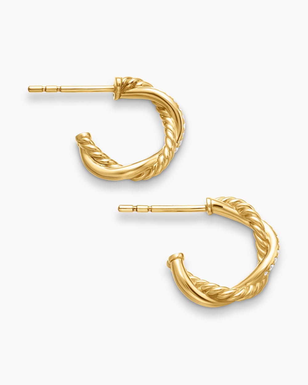 Petites créoles Infinité de petite taille en or jaune 18 carats avec diamants, 3 mm femmes