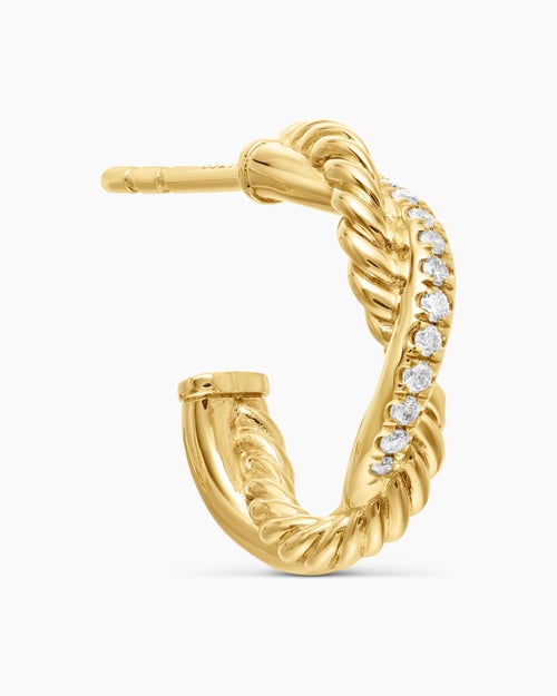 Petites créoles Infinity en or jaune 18 carats avec diamants, 3 mm