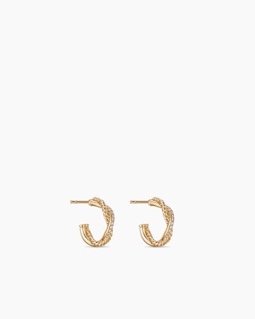 Petite Infinity Huggie Hoop Earrings in 18K Yellow Gold with Diamonds, 3mm