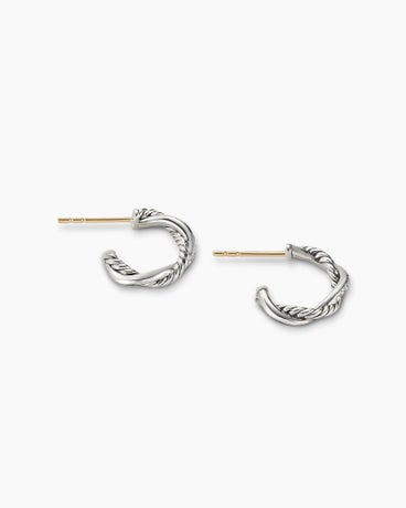 Petite Infinity Huggie Hoop Earrings in Sterling Silver with Diamonds, 3mm