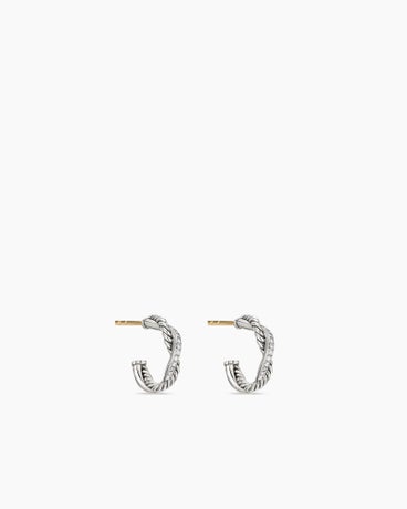 Petite Infinity Huggie Hoop Earrings in Sterling Silver with Diamonds, 3mm