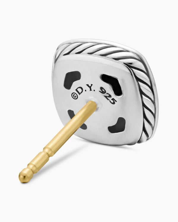 Petite Albion® Stud Earrings in Sterling Silver with Black Onyx and Diamonds, 5mm