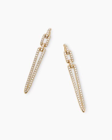 Stax Elongated Drop Earrings in 18K Yellow Gold with Diamonds, 58.8mm