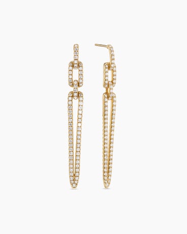 Stax Elongated Drop Earrings in 18K Yellow Gold with Diamonds, 58.8mm