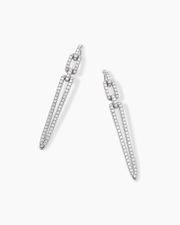 Stax Elongated Drop Earrings in 18K White Gold with Diamonds, 58.8mm
