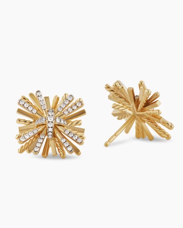 Angelika™ Four Point Stud Earrings in 18K Yellow Gold with Diamonds, 17mm