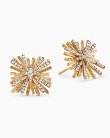 Angelika™ Four Point Stud Earrings in 18K Yellow Gold with Diamonds, 17mm