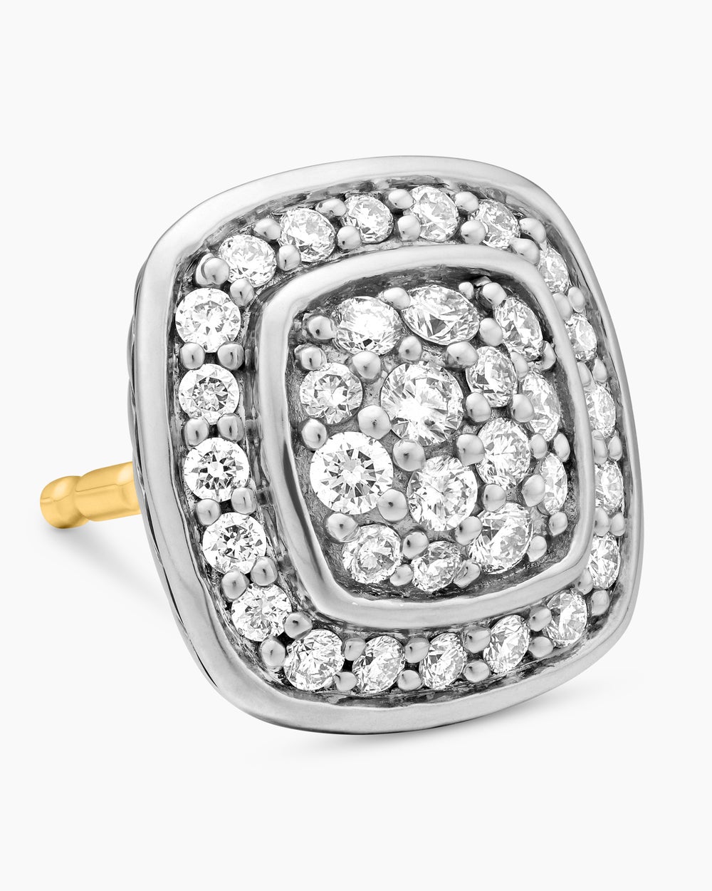 Womens Petite Albion® Stud Earrings in Sterling Silver with Pavé Diamonds, 5mm