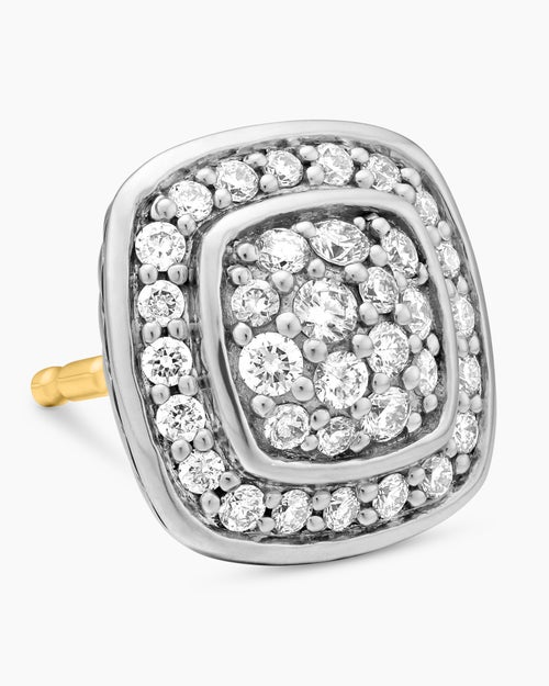 Womens Petite Albion® Stud Earrings in Sterling Silver with Pavé Diamonds, 5mm