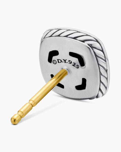 Womens Petite Albion® Stud Earrings in Sterling Silver with Pavé Diamonds, 5mm